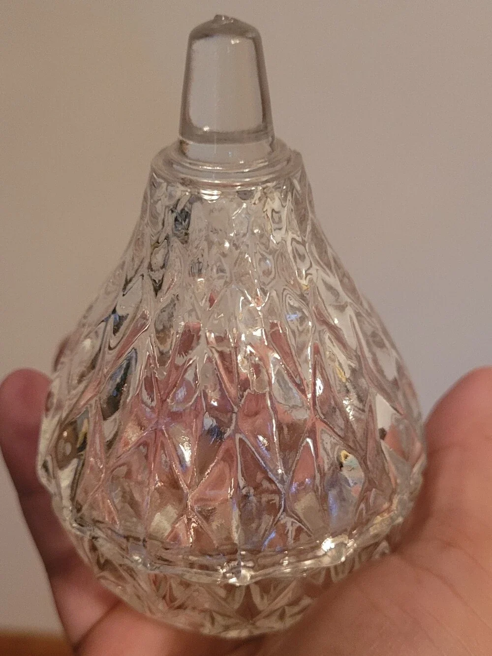 Vintage Pessed Glass Pear Shaped Trinket Box - Home Accents